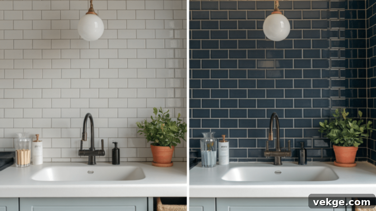Comparison of Light and Dark Grout with White Subway Tiles