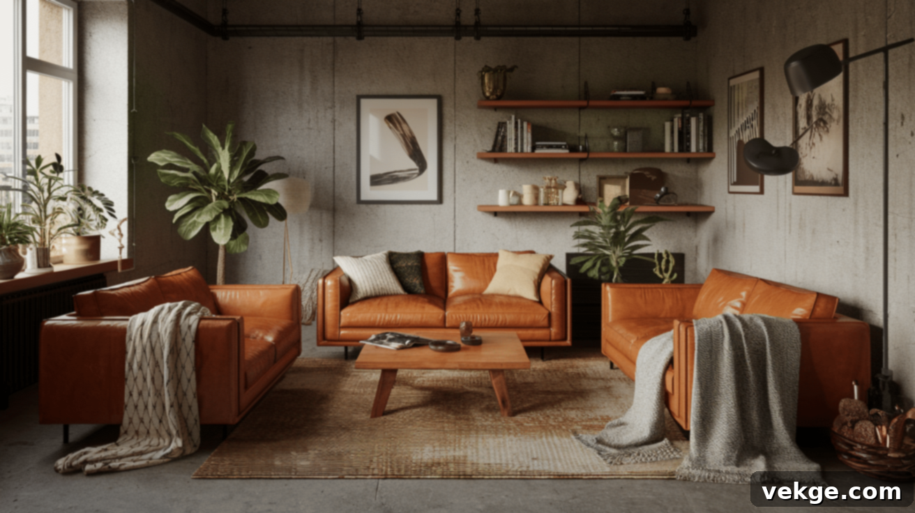 Cozy Brutalist Living Room with Warmth and Texture