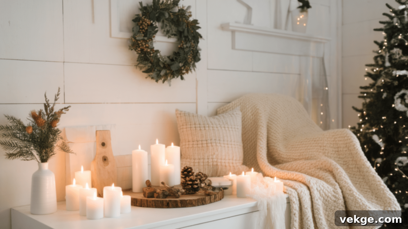 Scandinavian Winter Decor with clean lines, light colors, and natural wood