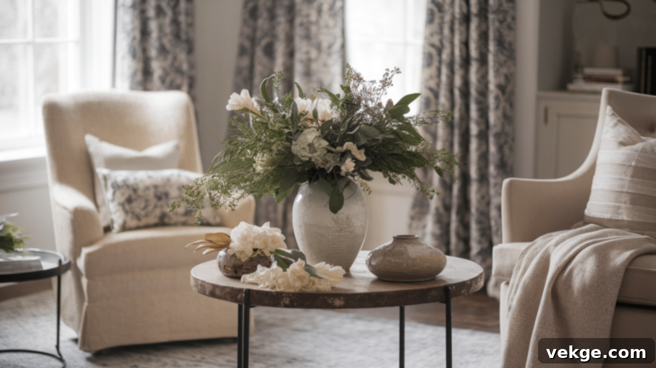 Vintage and Neutral Winter Decor combining old-world charm with modern comfort
