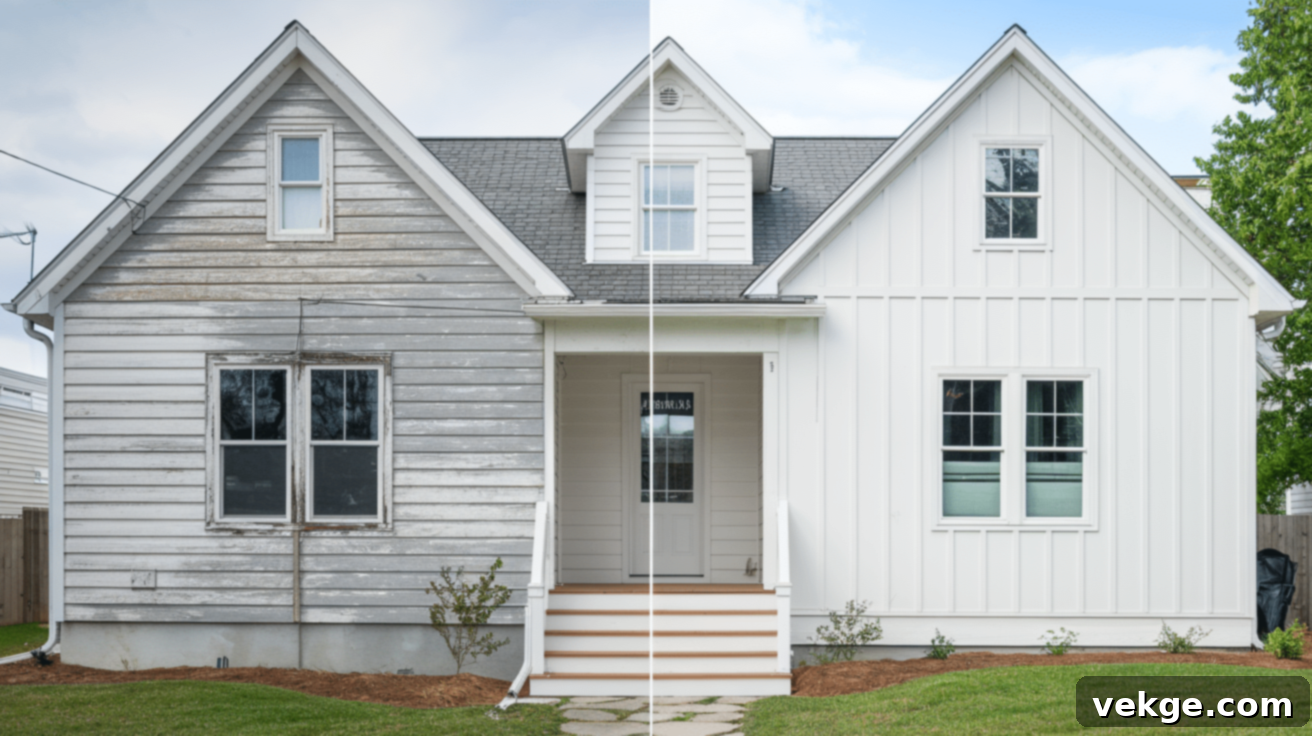 Faded Gray to Fresh White Aluminum Siding Transformation