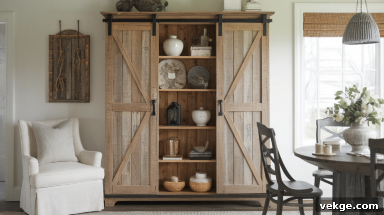 China Cabinet with Rustic Barn Doors for a country feel