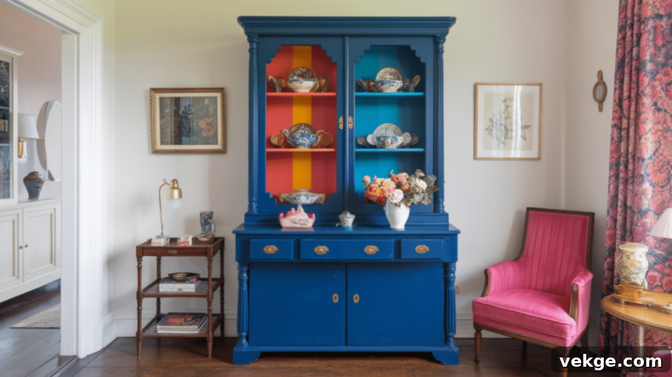 Bright Bold China Cabinet Colors like blue or green