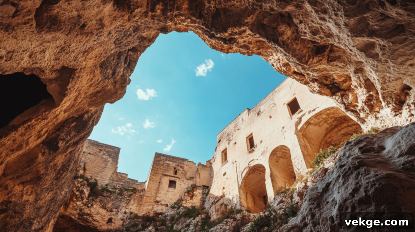 Ancient cave dwellings of Sassi di Matera, a UNESCO World Heritage site in Basilicata