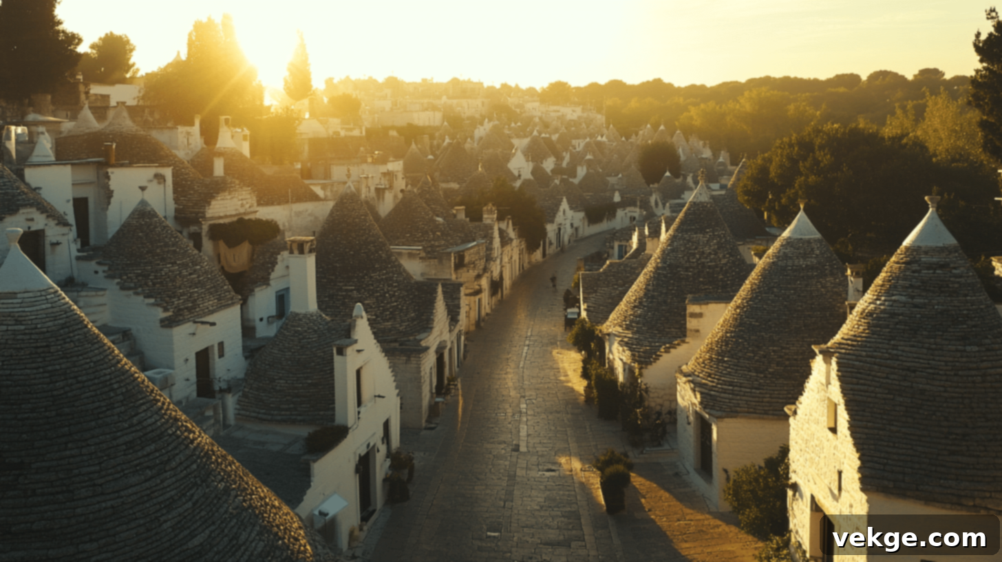 Unique cone-shaped Trulli houses of Alberobello, a UNESCO site in Puglia
