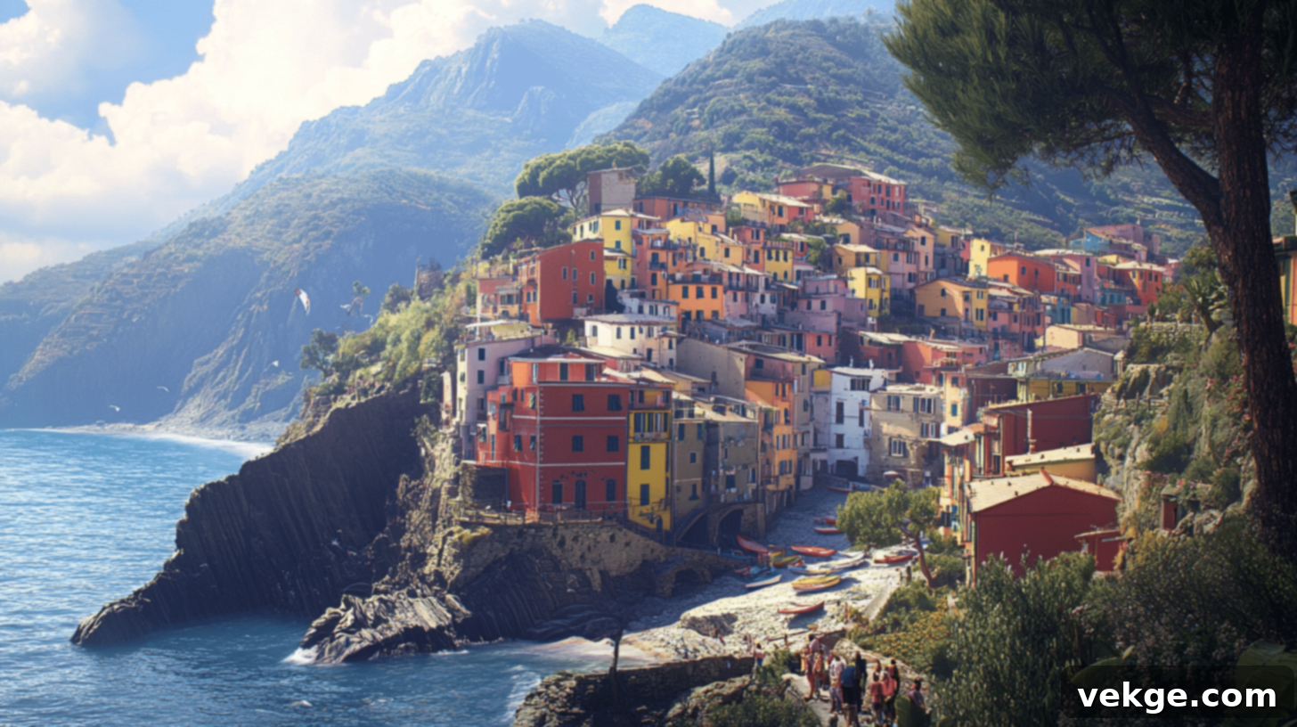 Colorful cliffside villages of Cinque Terre in Liguria, a UNESCO World Heritage site