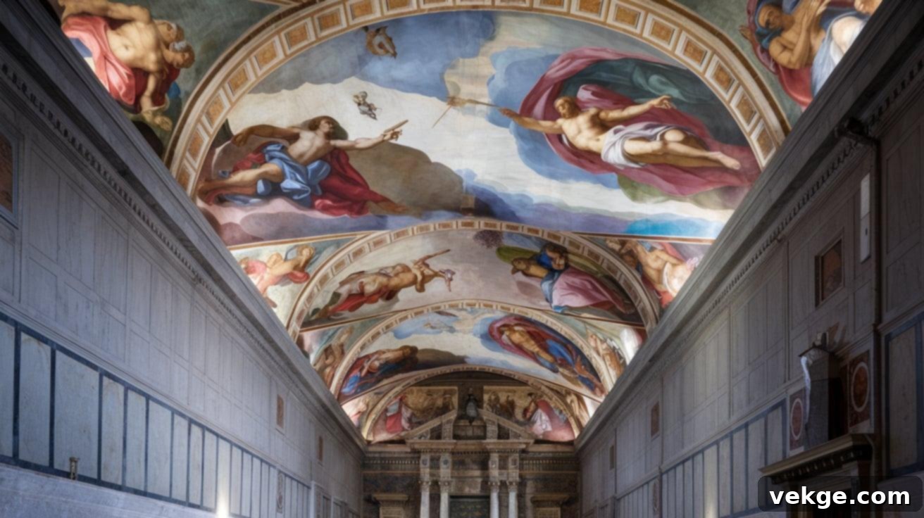 The Sistine Chapel in Vatican City, famous for Michelangelo's ceiling frescoes like The Creation of Adam
