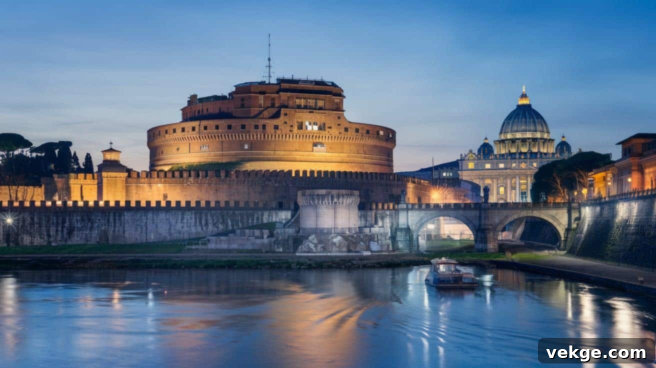 Castel Sant'Angelo in Rome, a cylindrical fortress with panoramic city views