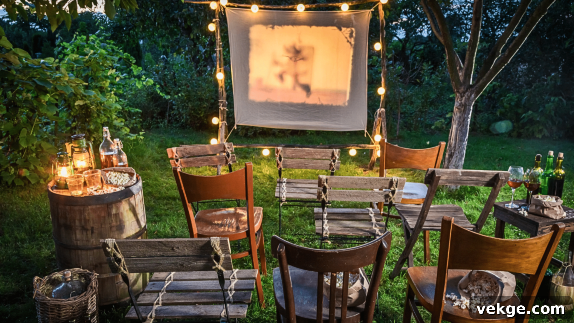 Backyard Movie Night Setup