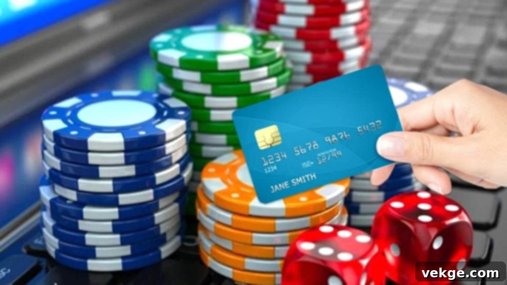 Are Credit Card Transactions Accepted at Online Casinos? An image showing a credit card and casino chips, symbolizing online gambling payments.
