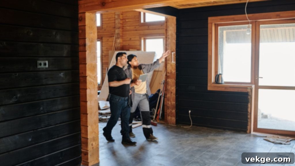 Homeowner reviewing plans for an older home renovation, emphasizing the assessment phase.