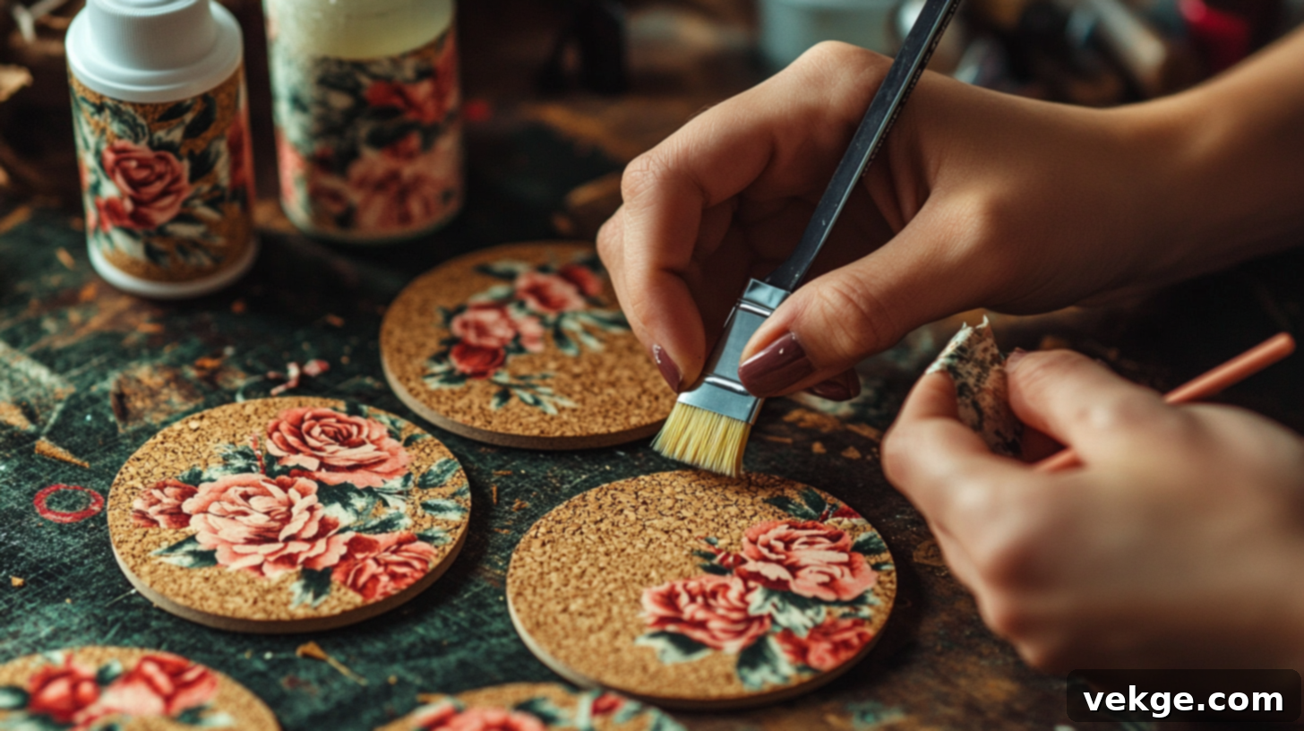Glue paper to cork coaster