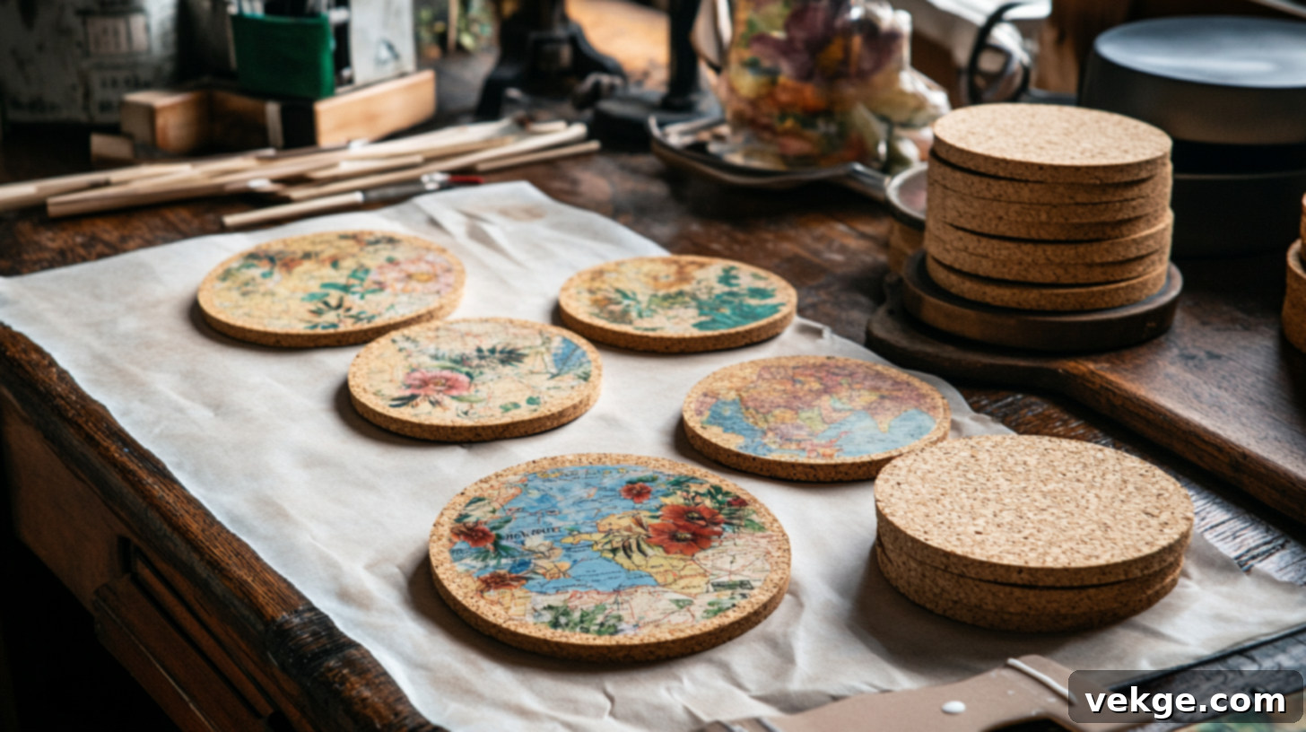 Dry and finish cork coasters