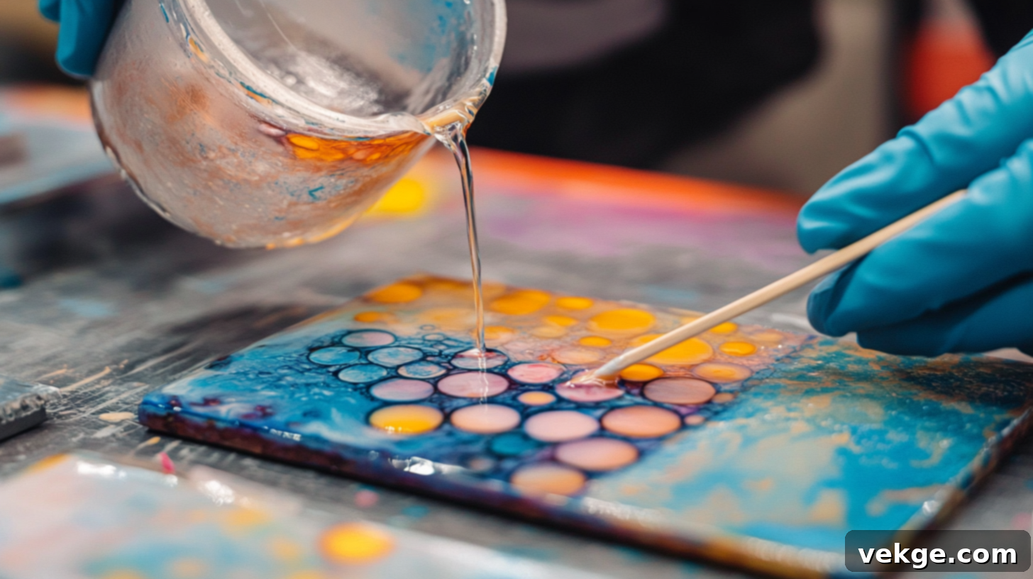 Apply Envirotex resin to ceramic coaster