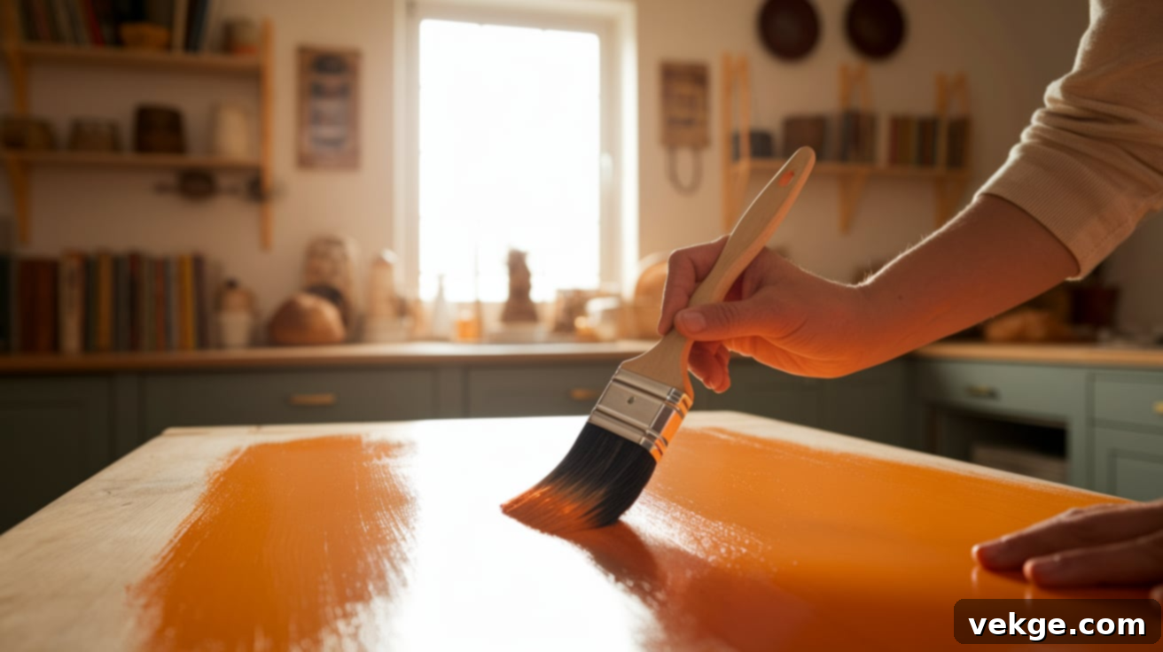 Applying the base coat of paint to the primed glass vase