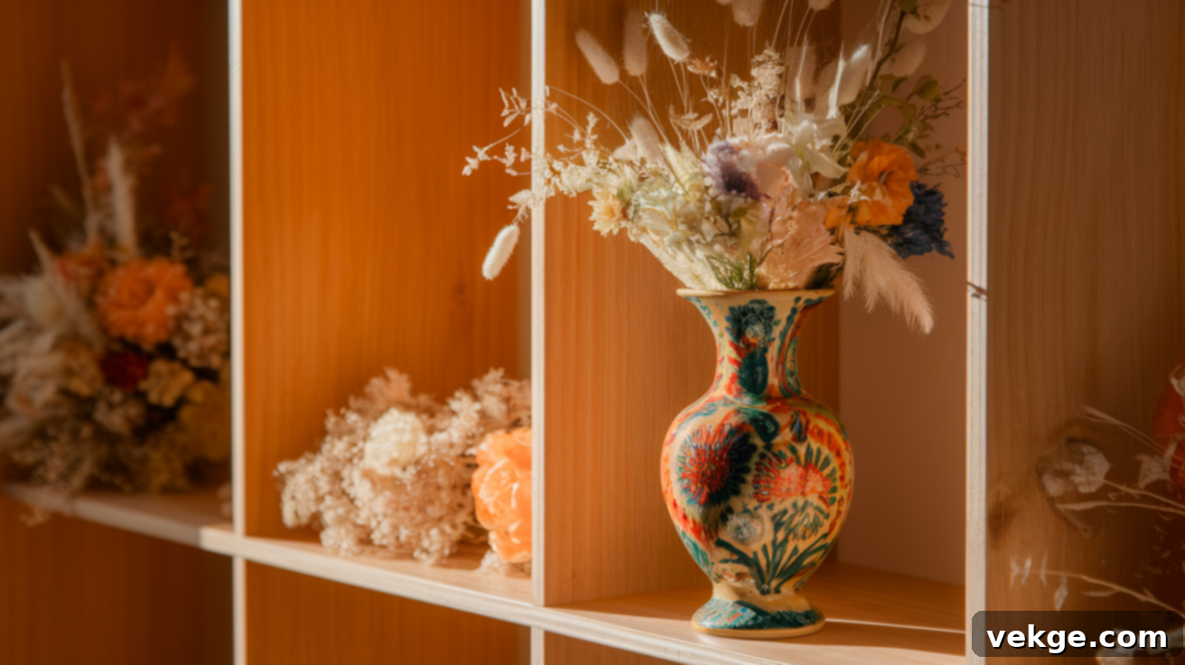 Displaying the finished painted glass vase as new home decor