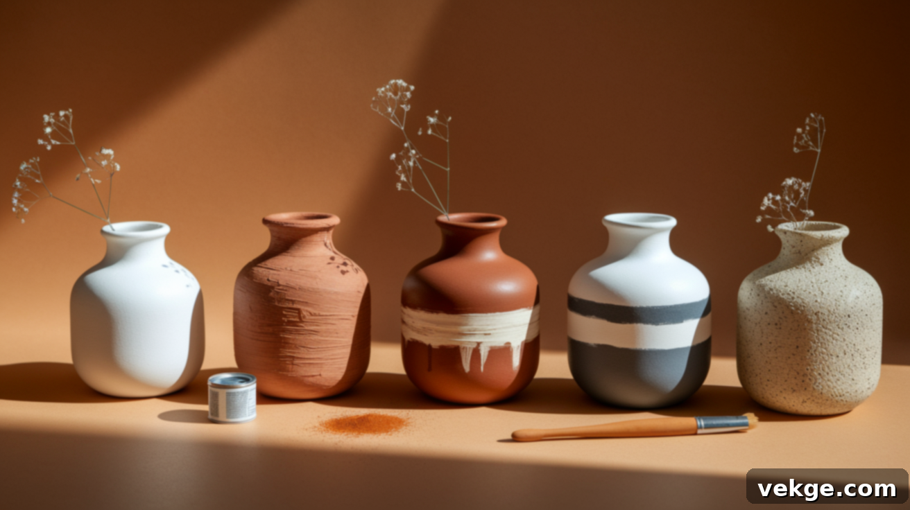 Different styles and finishes for painted glass vases to inspire your DIY project