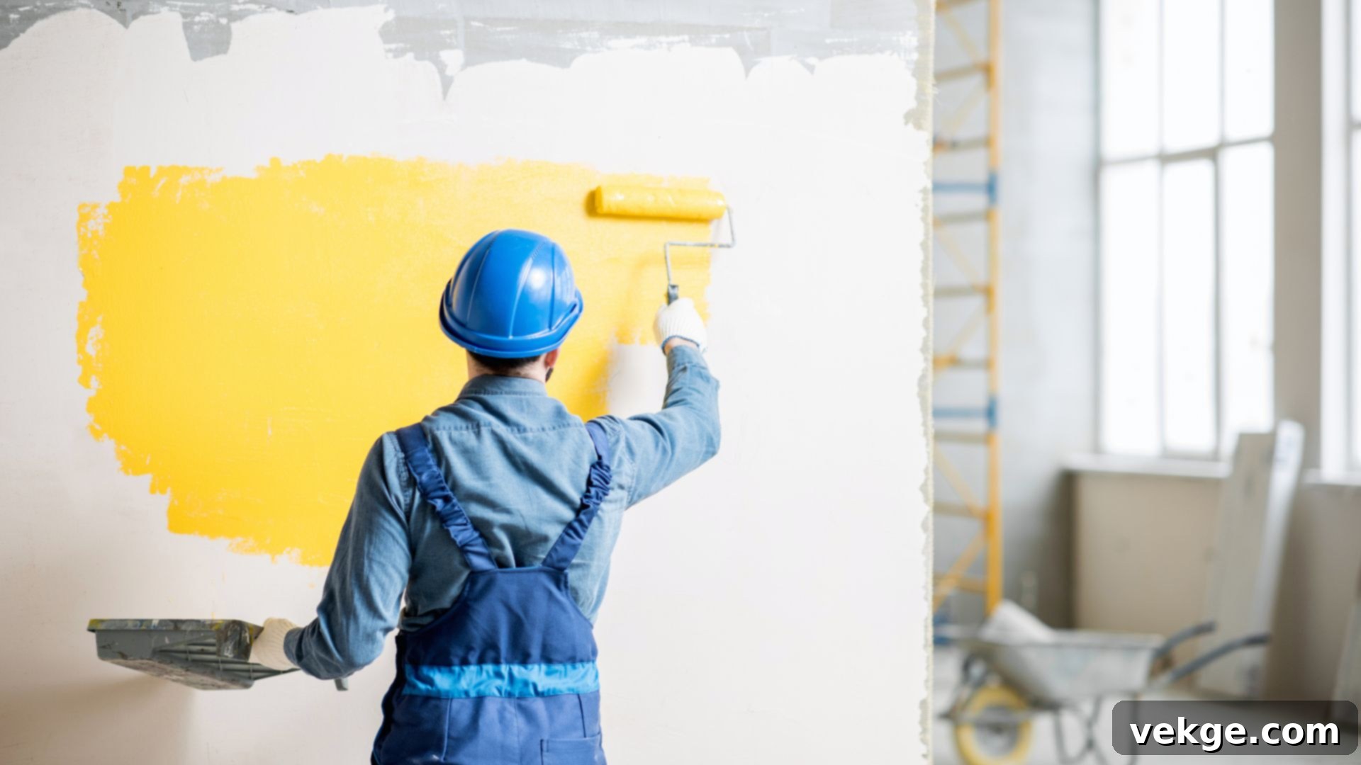 Professional house painters in Dubai working on a residential wall