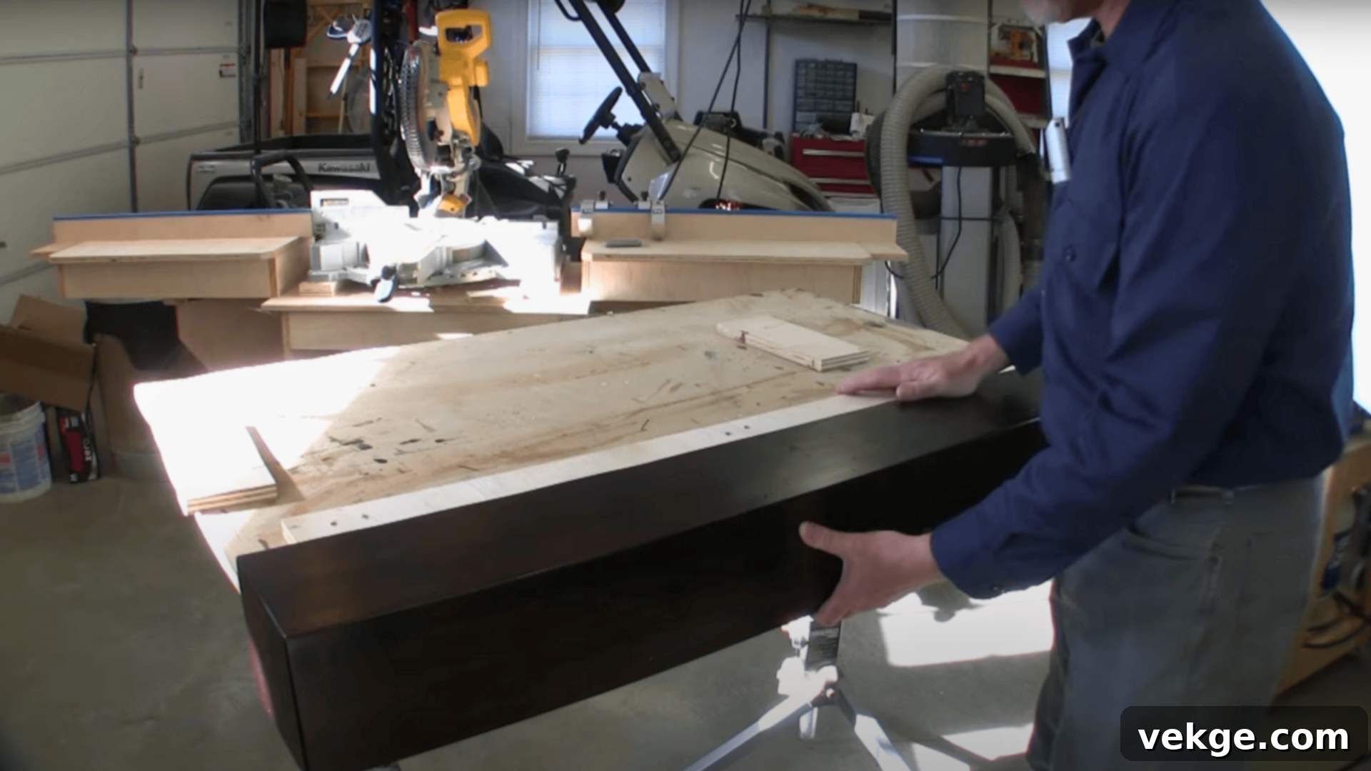 Mounting a completed DIY faux beam onto a wall with a French cleat