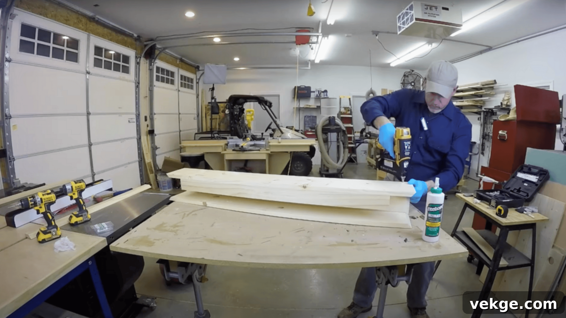Assembling the hollow box shape of a DIY faux beam with glue and nails