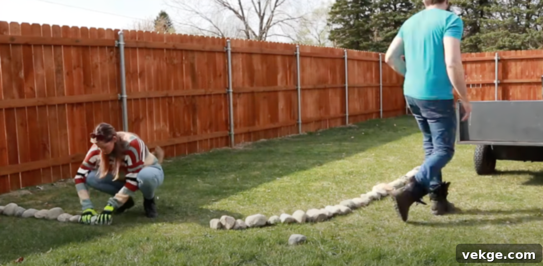 Setting the Border Stones for Pea Gravel Patio