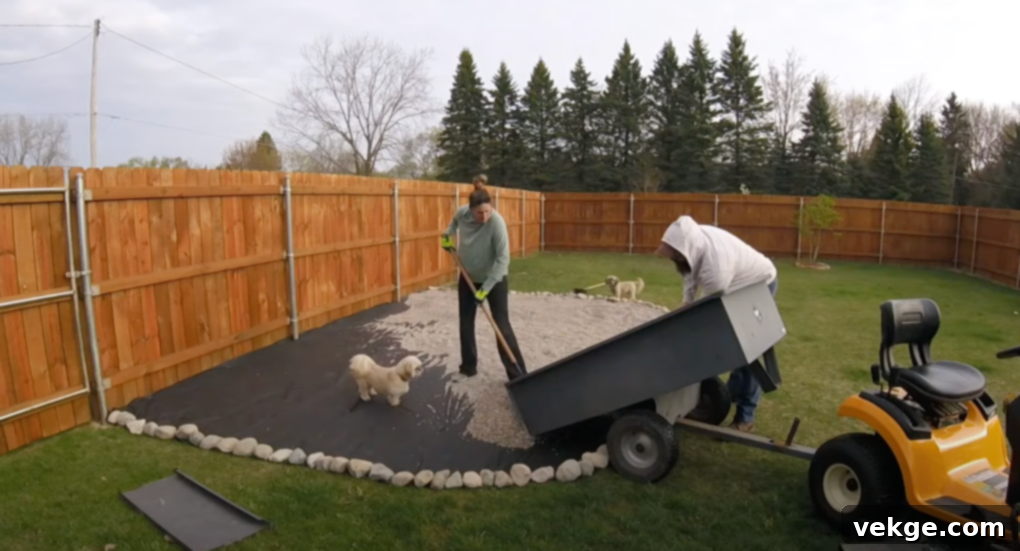 Spreading Pea Gravel Evenly on Patio