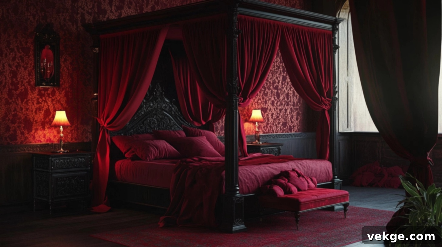 Romantic_Red_and_Black_Canopy_Bed