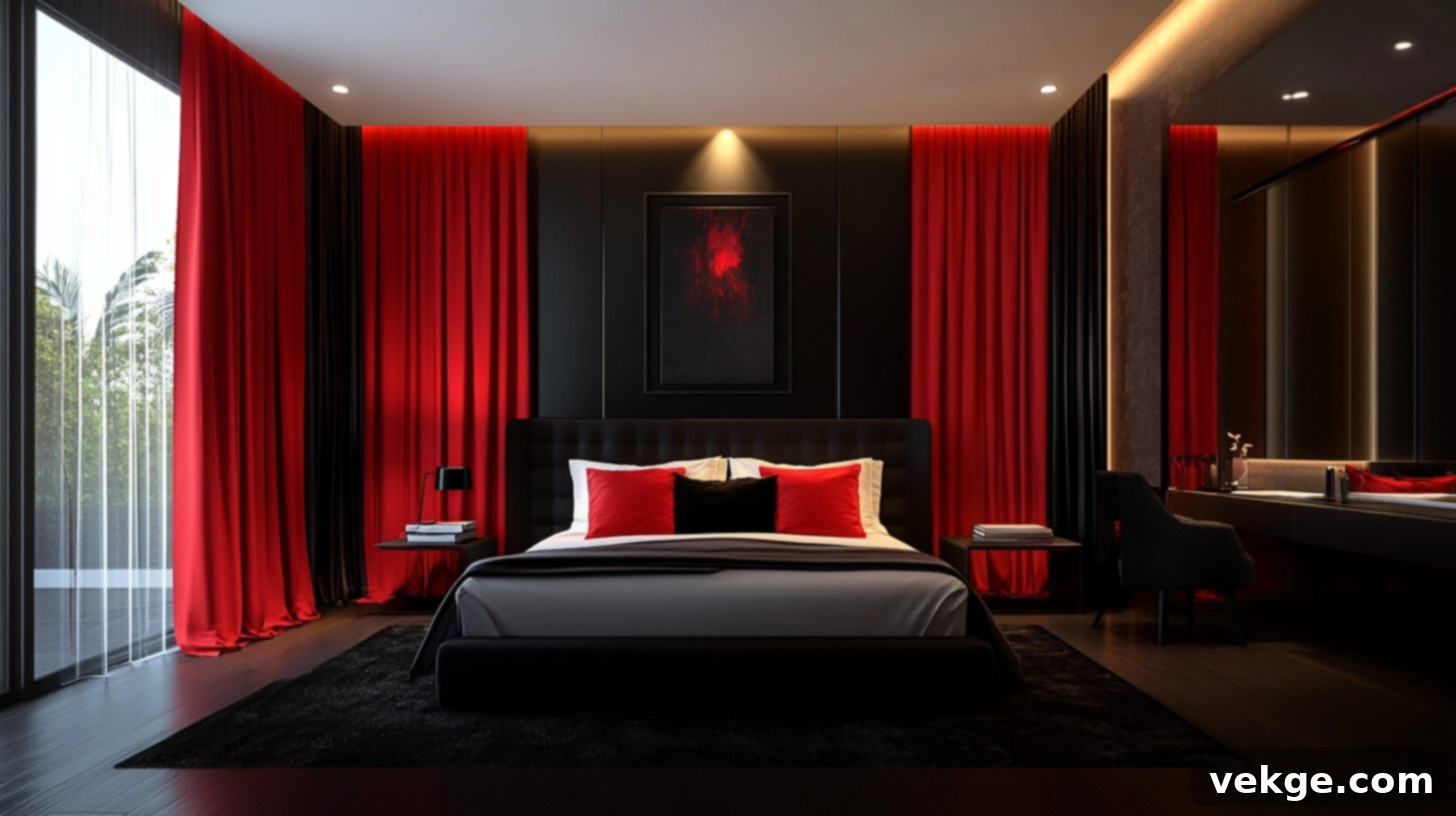 Luxury_Red_and_Black_Bedroom_with_Floor-to-Ceiling_Curtains