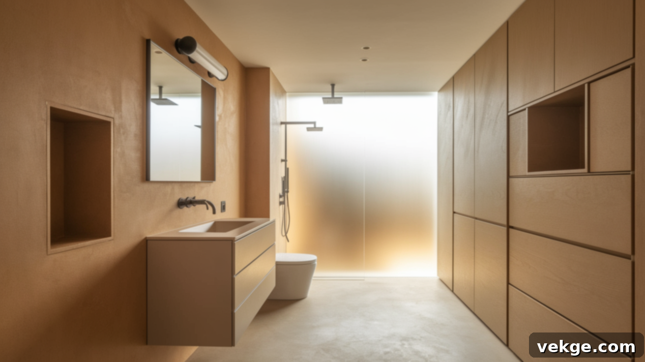 5x10 Bathroom Layout with Extra Storage Niches