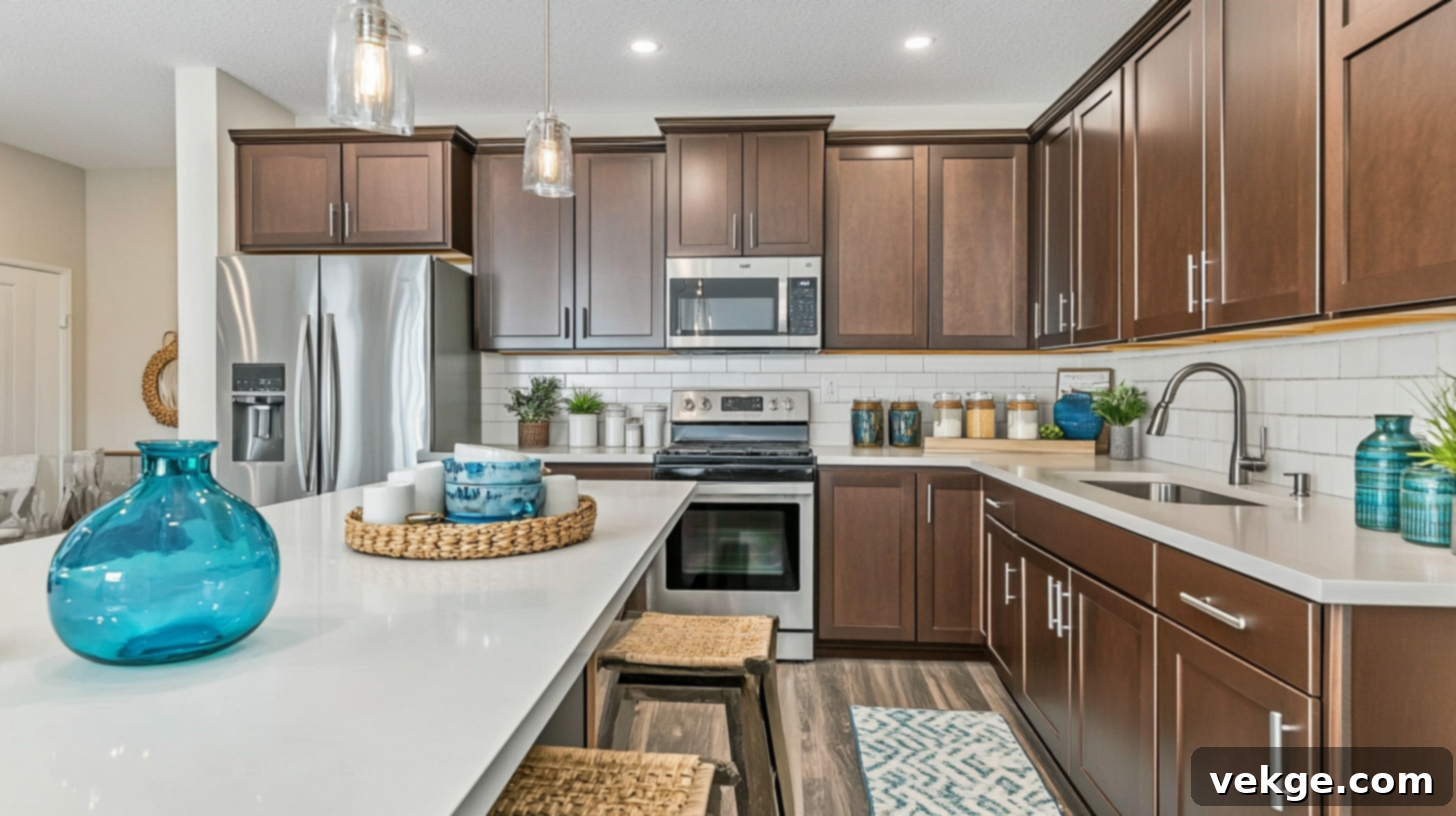 How_to_Style_Brown_Cabinets_and_White_Countertops