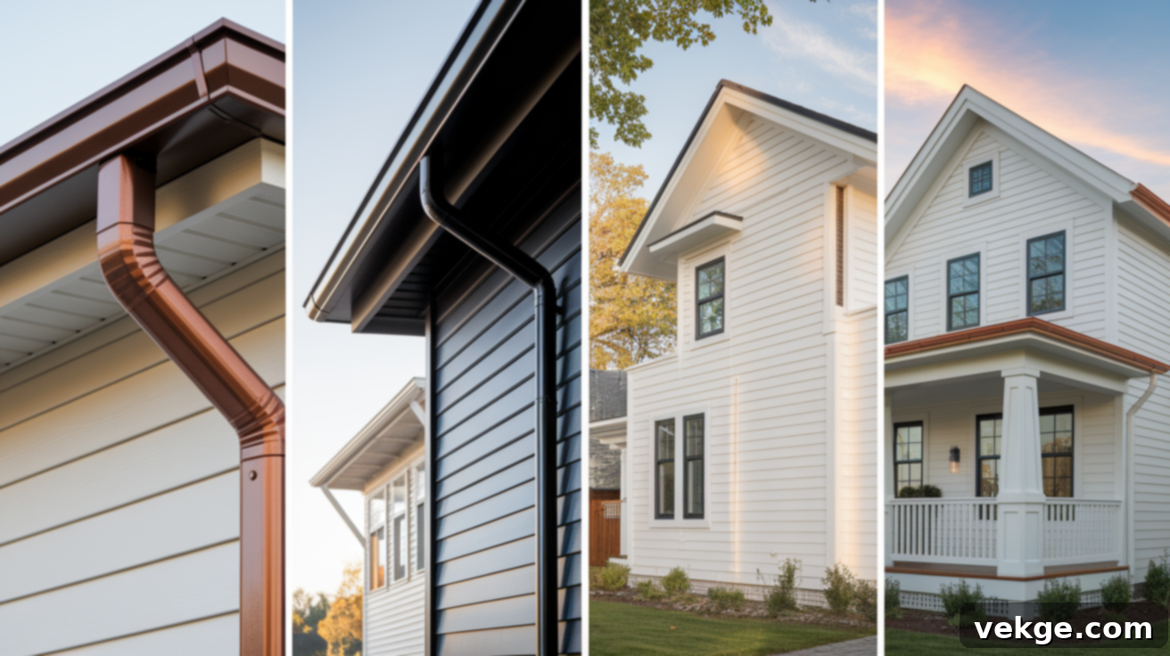 Comparison of Gutter Colors on White House Exterior