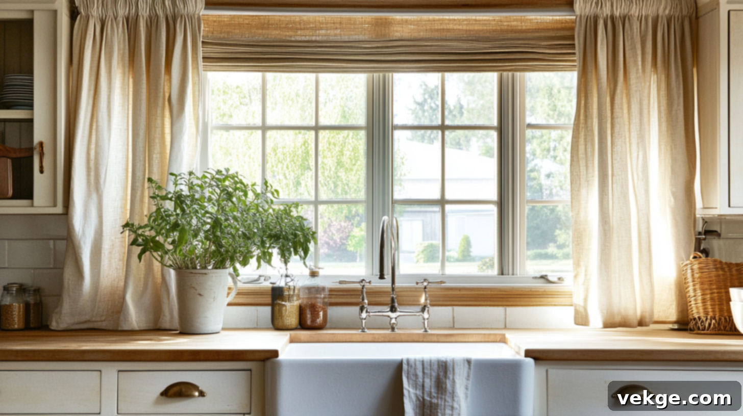 Natural Fiber Curtains for a Boho Kitchen