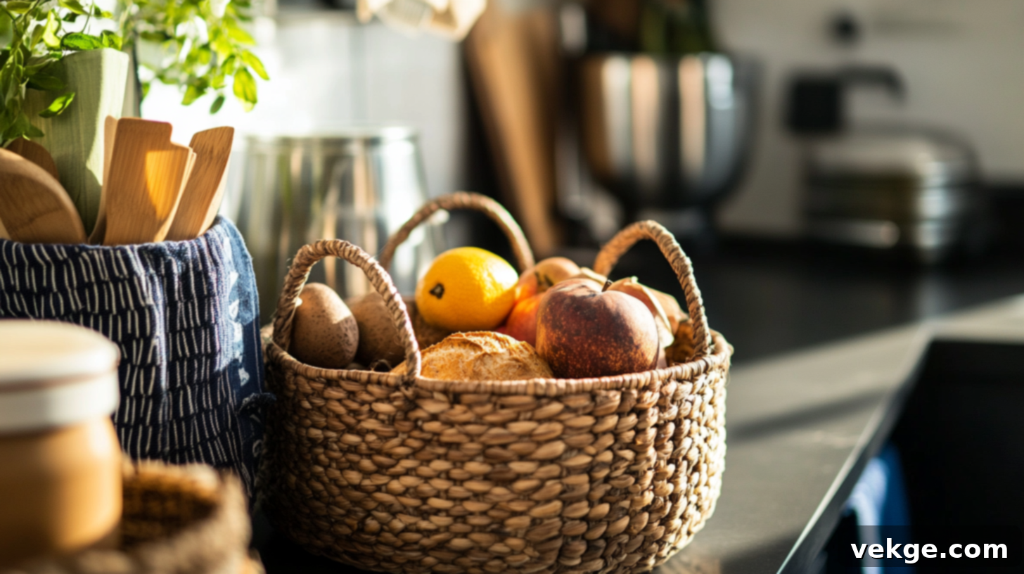 Woven Baskets for Boho Kitchen Storage