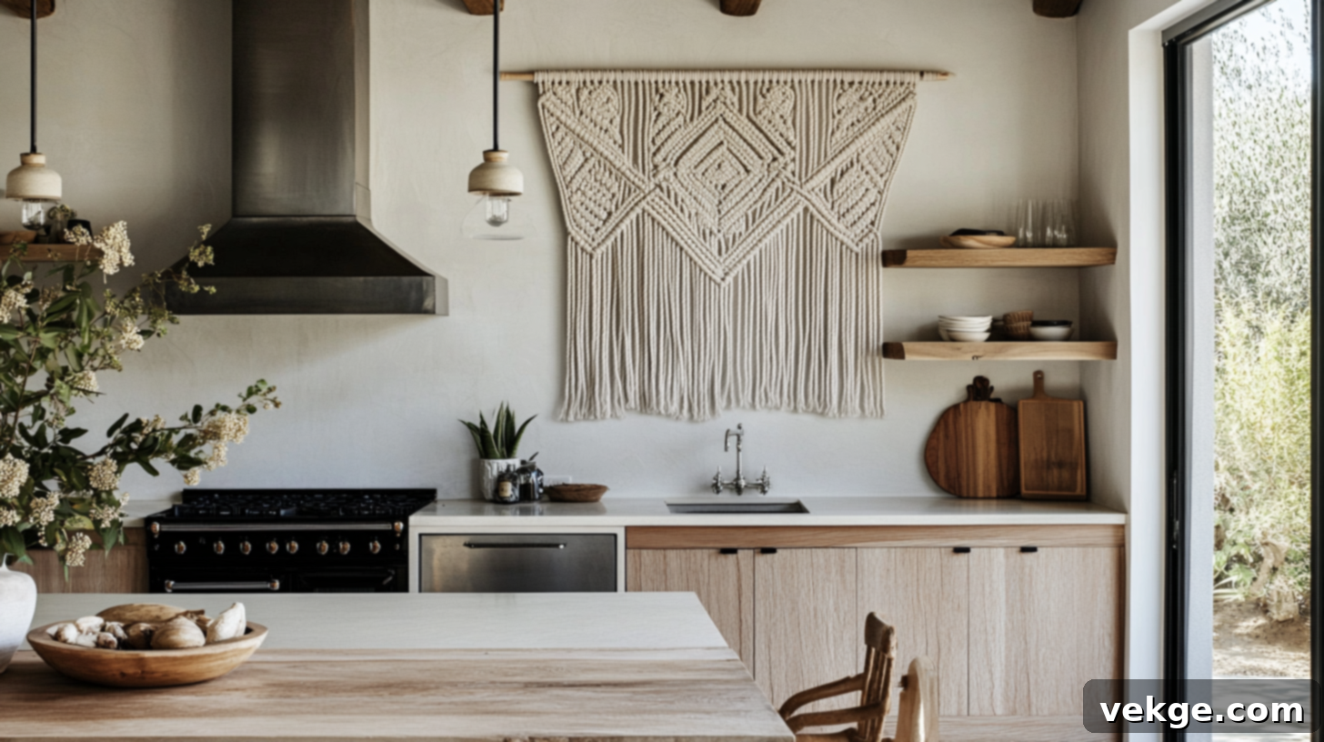 Macrame Wall Hanging in a Boho Kitchen