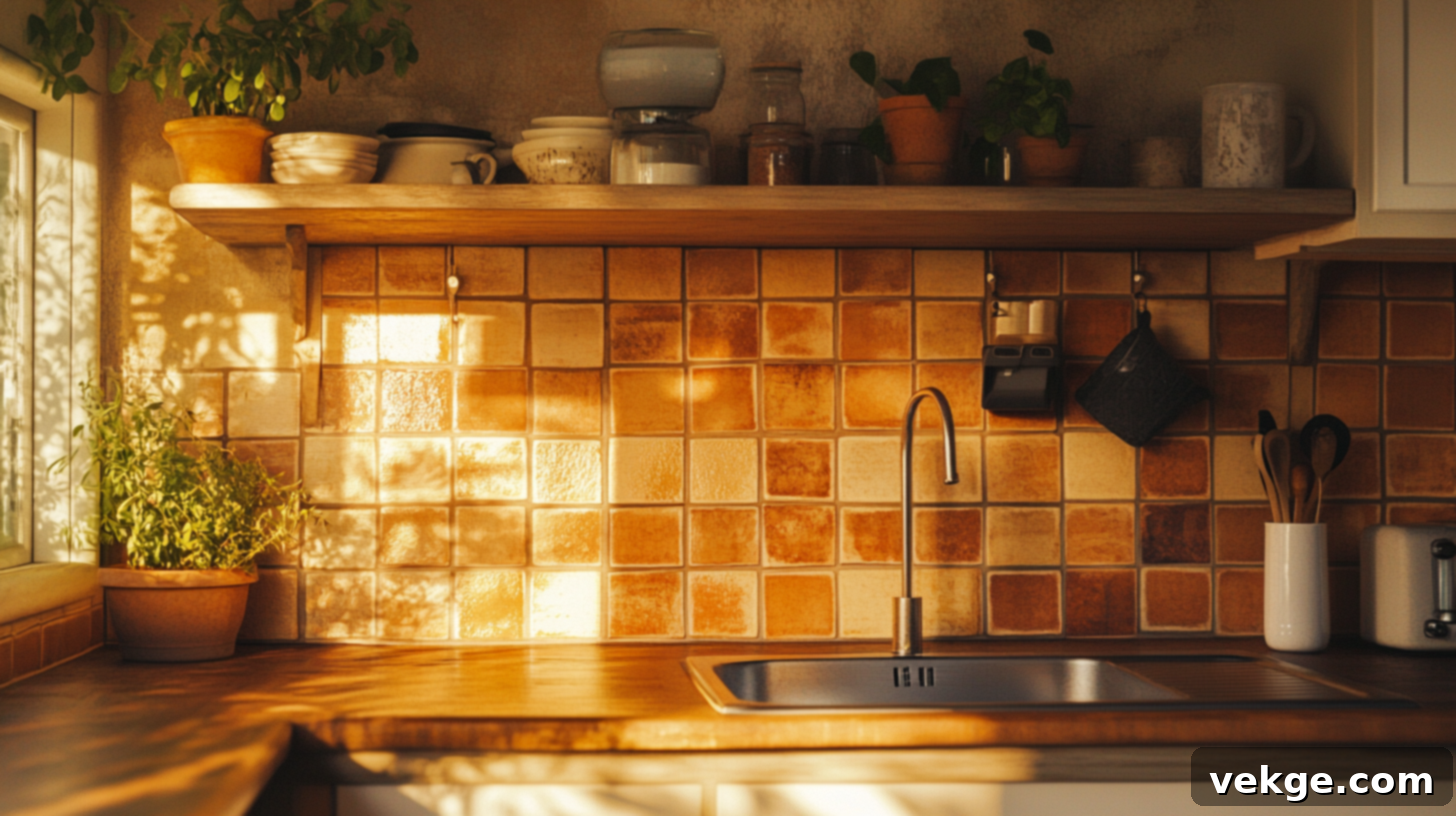 Terracotta Tiles as a Boho Kitchen Backsplash