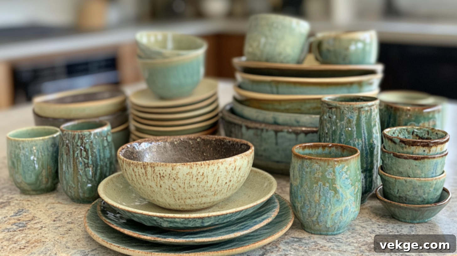 Handmade Ceramics in a Boho Kitchen