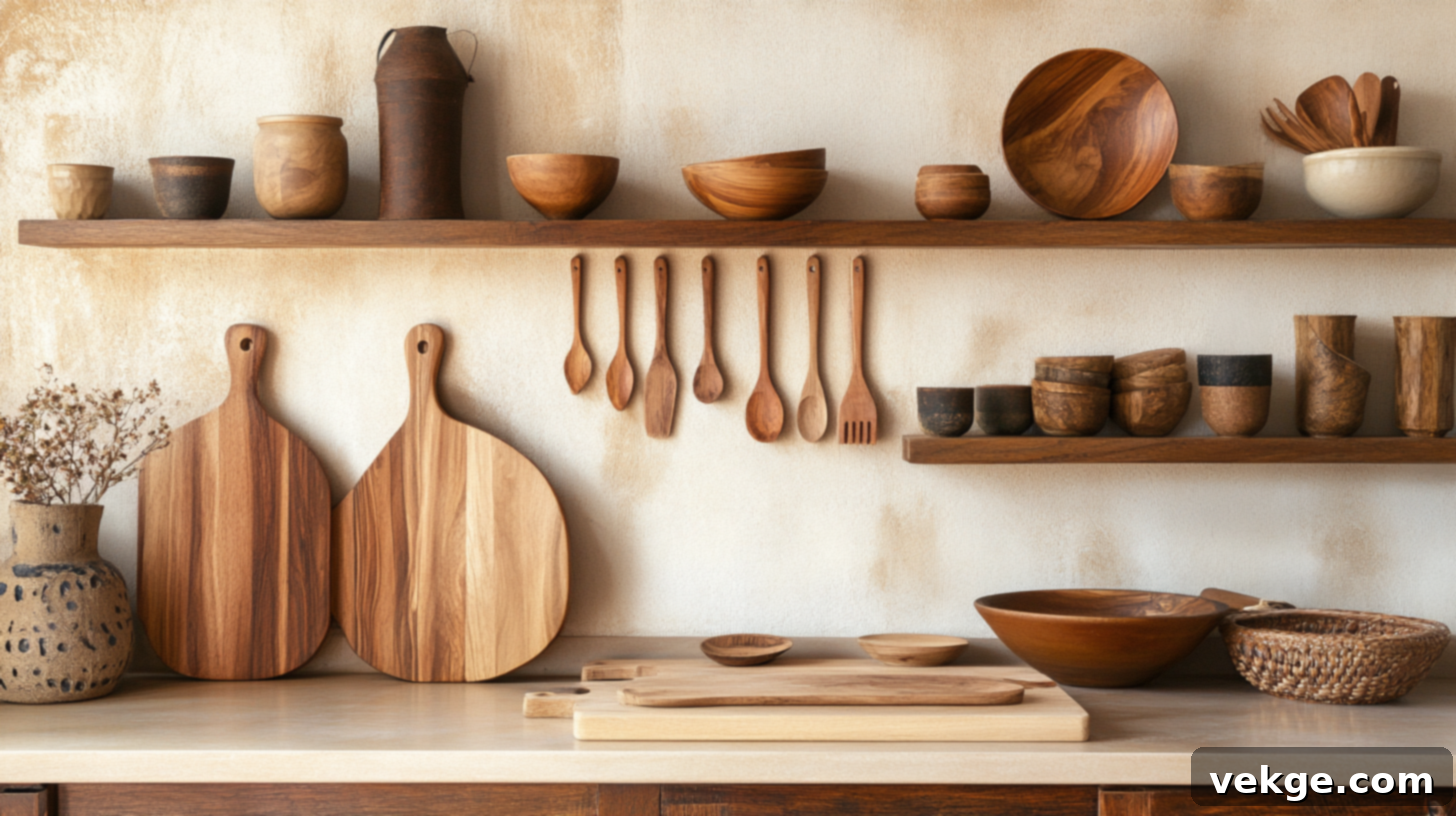 Natural Wood Accents in a Boho Kitchen