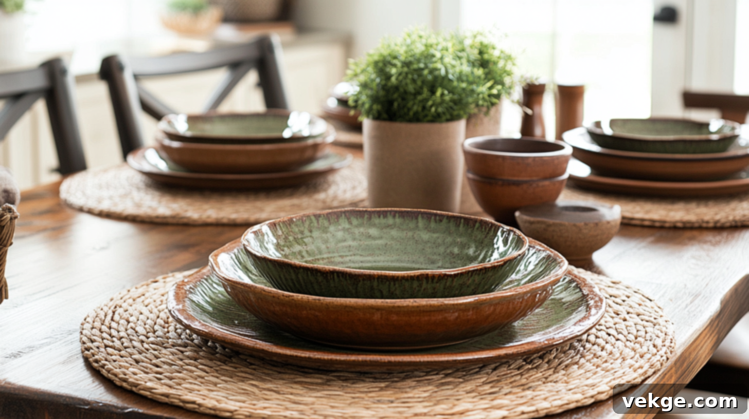 Earthy Toned Plates and Bowls for a Boho Kitchen
