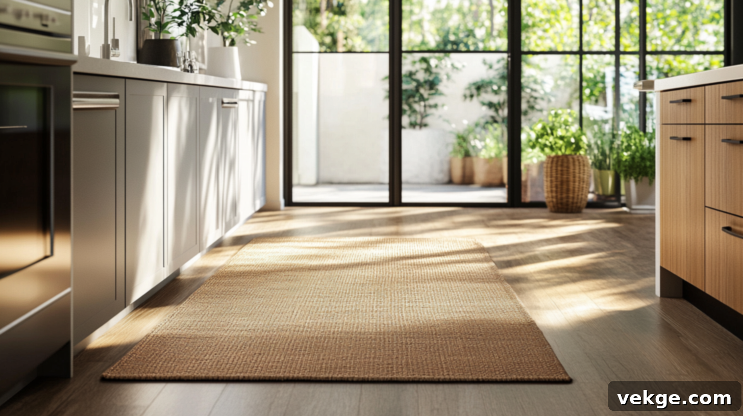 Sisal Floor Mat in a Boho Kitchen