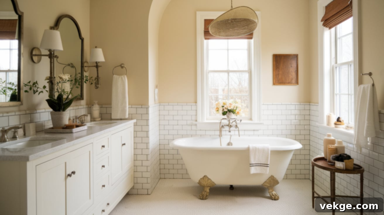 Warm White Monochromatic Bathroom with Cream and Bone Tones