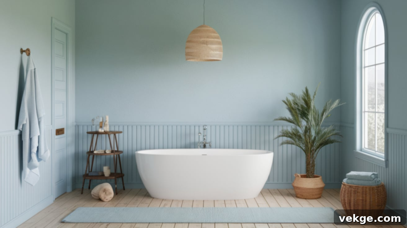 Soft Blue Monochromatic Bathroom with Pale Blues and Gentle Textures