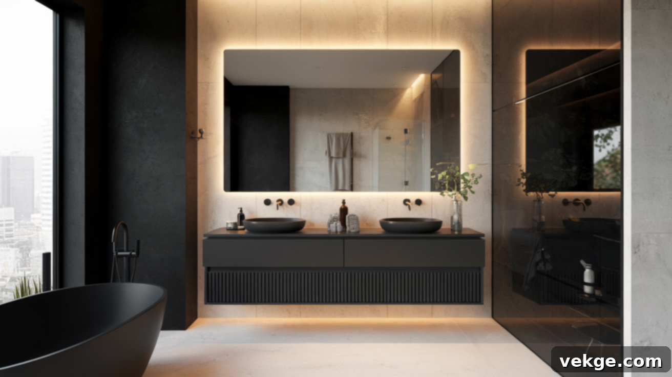 Backlit Black Vanity Mirror