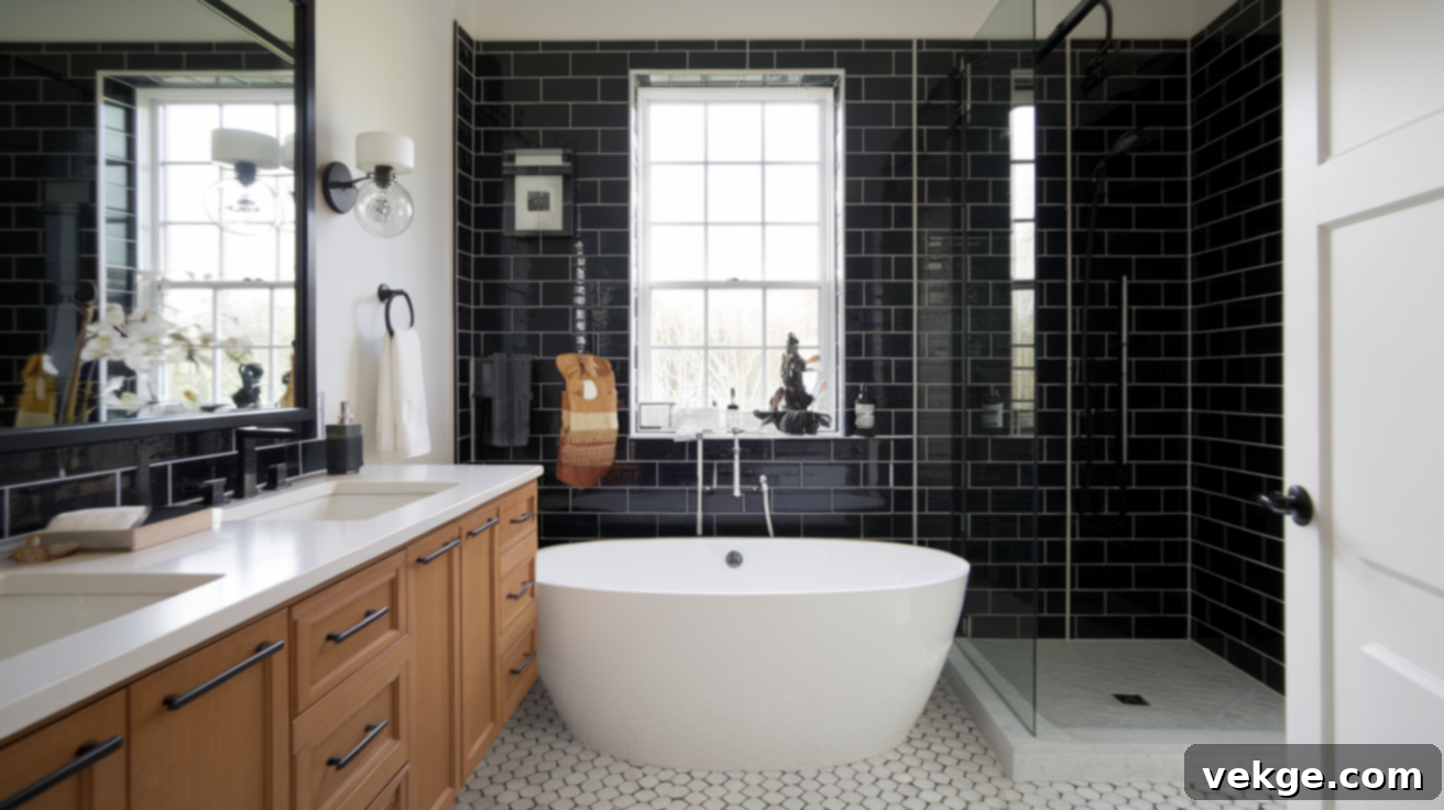 Black Subway Tile with White Grout