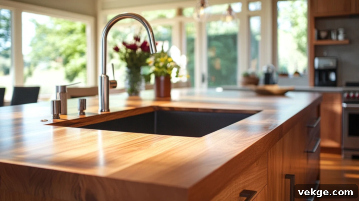 Kitchen island with butcher block countertop