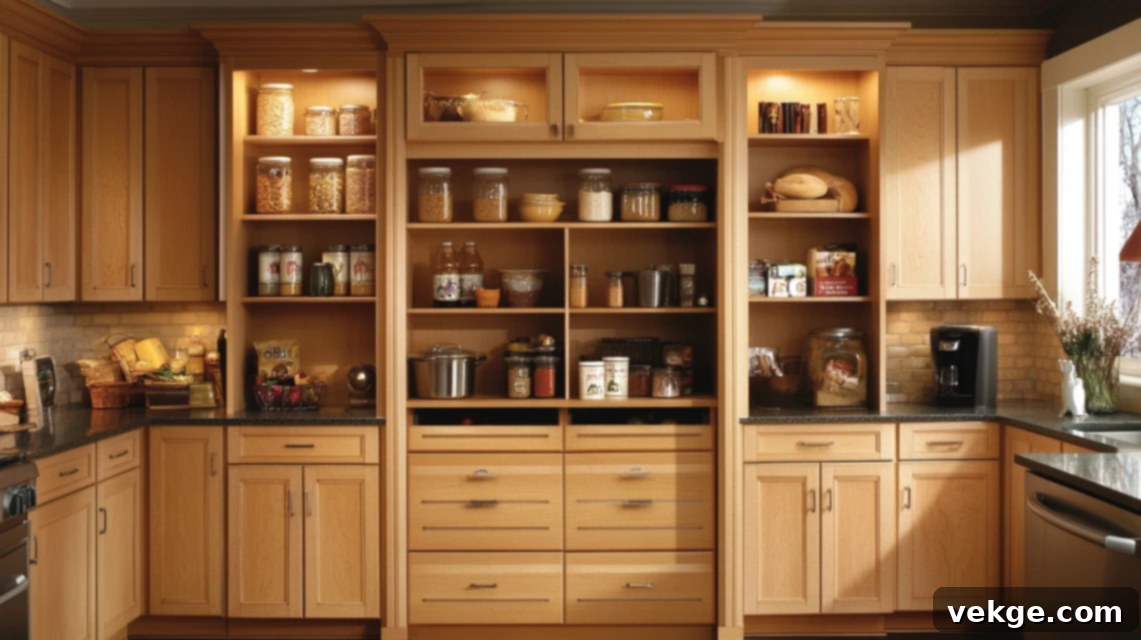 Barndominium kitchen with a full pantry wall