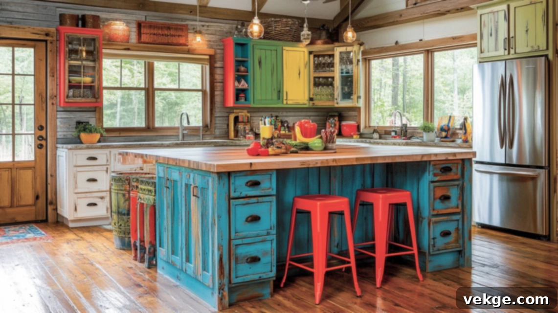 Kitchen with neutral tones and a pop of green island