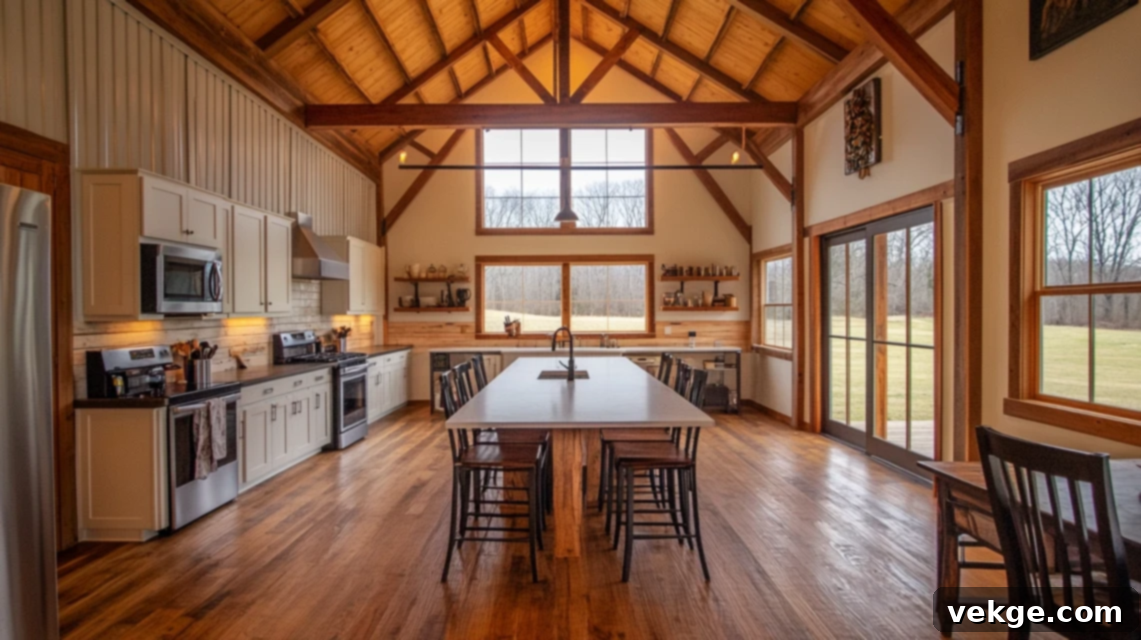 Minimalist barndominium kitchen with simple decor