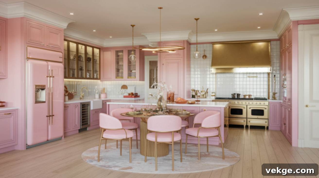 Elegant Flooring Choices for Pink and Gold Kitchens