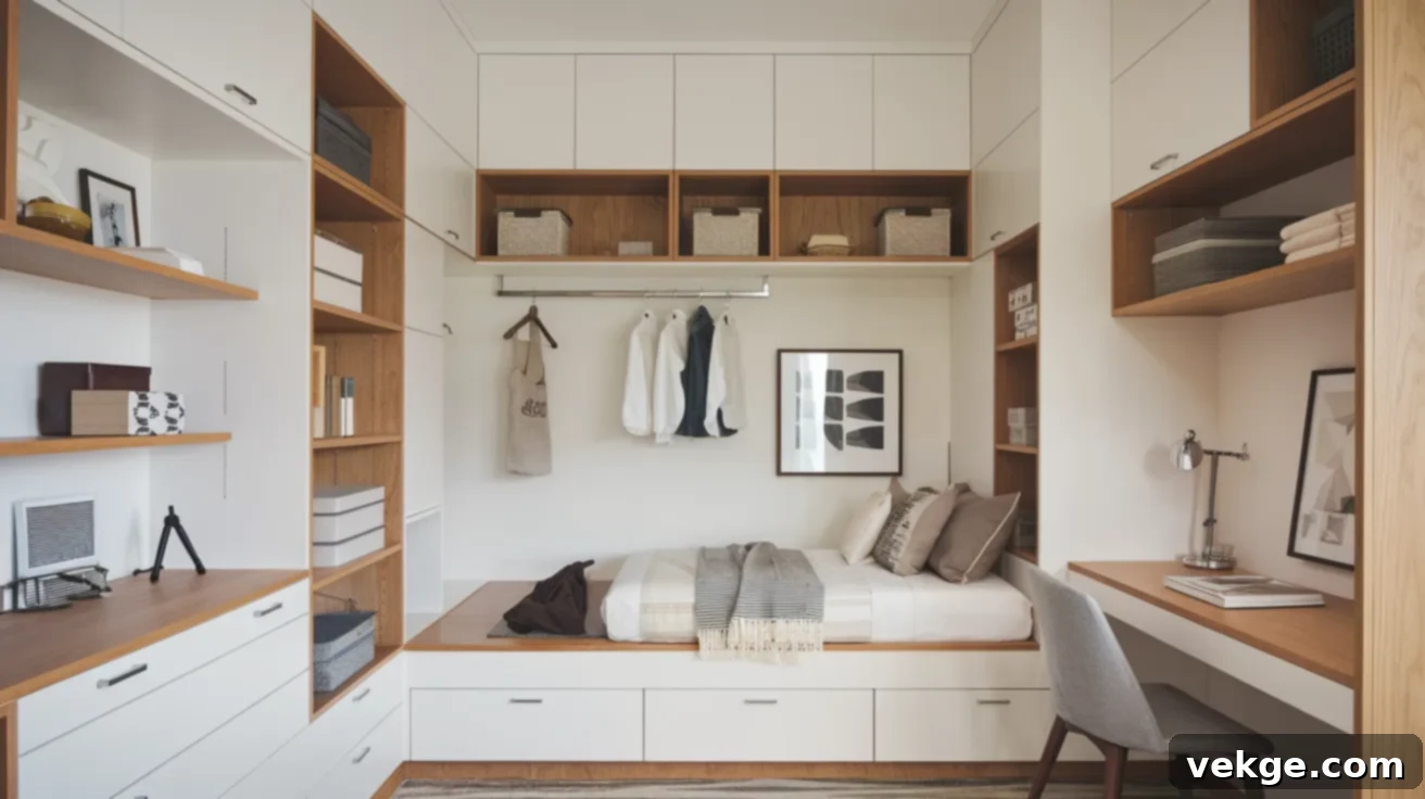 Floating Furniture Pieces in a modern bedroom