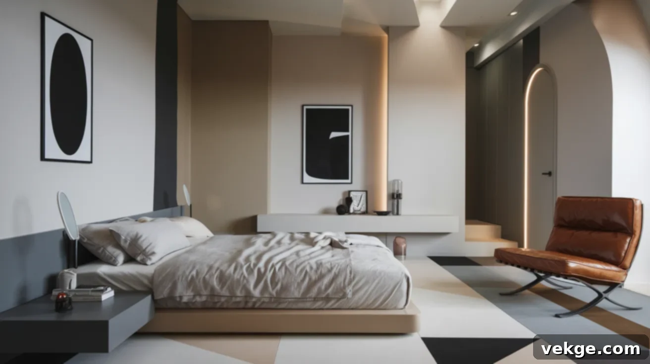 Monochrome Style Bedroom with varying textures